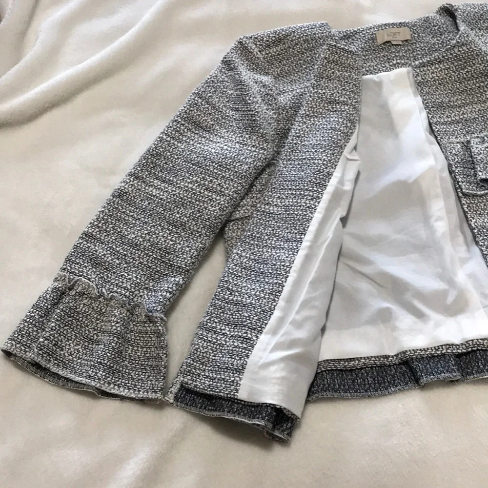 LOFT Gray Ruffle Jacket - Picture 5 of 6